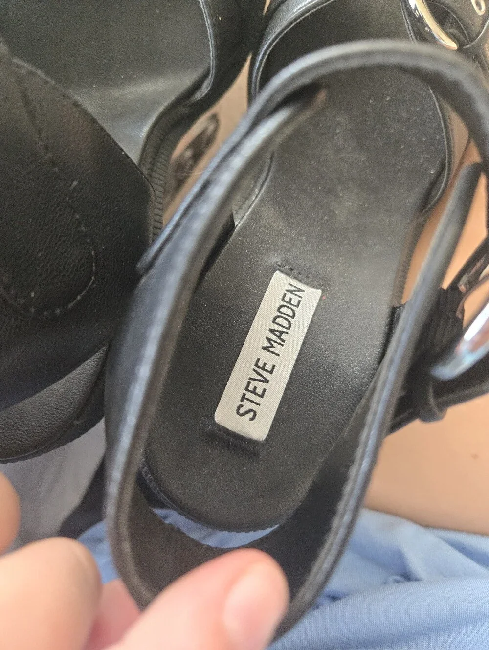 Steve Madden Costal Black Platform Lug Sole Sandals Size 7